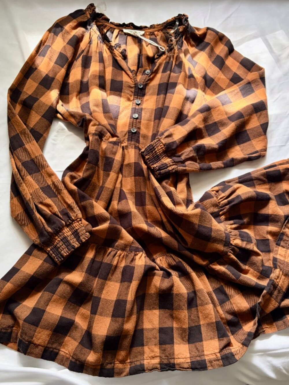 beach lunch lounge collection | size m | brown and black plaid dress